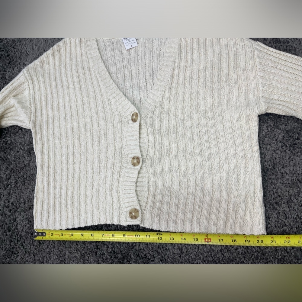 American eagle cotton blend long sleeve off white cardigan sweater womenโs S - Picture 15 of 15